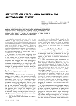 Salt Effect on Vapor-Liquid Equilibria for Acetone-Water System'