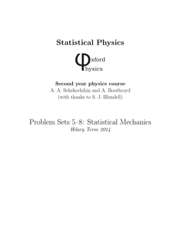 Statistical Physics Problem Sets 5–8: Statistical Mechanics