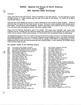 SIGNA: Species Iris Group of North America 1998 32Th Species Seed Exchange