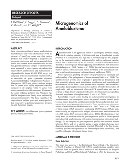 Microgenomics of Ameloblastoma