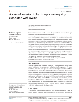 A Case of Anterior Ischemic Optic Neuropathy Associated with Uveitis