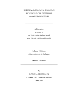 Historical, Landscape and Resource Influences on the Coccinellid Community in Missouri