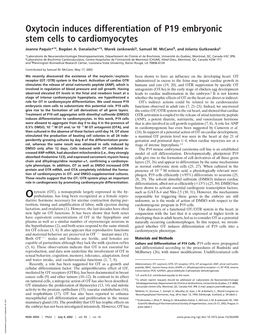 Oxytocin Induces Differentiation of P19 Embryonic Stem Cells to Cardiomyocytes