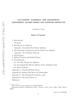 Arxiv:Math/0612474V3 [Math.NT] 23 May 2017 20D08