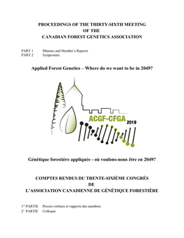 Proceedings of the Thirty-Sixth Meeting of the Canadian Forest Genetics Association