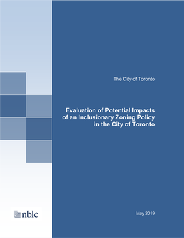 Evaluation of Potential Impacts of an Inclusionary Zoning Policy in the City of Toronto