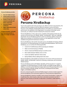 Percona Xtrabackup Provides