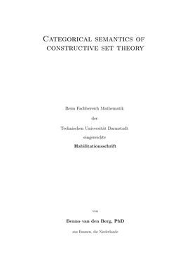 Categorical Semantics of Constructive Set Theory