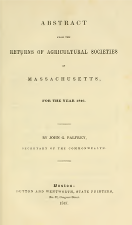 Abstract from the Returns of Agricultural Societies in Massachusetts