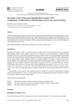 Taxonomic Review of the Genus Spatulignatha Gozmány, 1978 (Lepidoptera: Lecithocerinae), with Descriptions of Two New Species in China