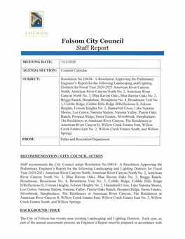 Folsom City Council Staff Re Ort