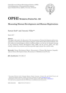 Measuring Human Development and Human Deprivations Suman