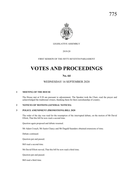 775 Votes and Proceedings