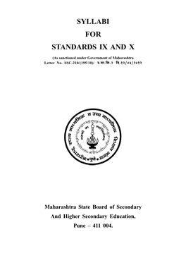 Syllabi for Standards Ix and X