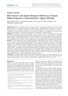 Risk Factors and Spatio-Temporal Patterns of Human Rabies Exposure in Northwestern Tigray, Ethiopia
