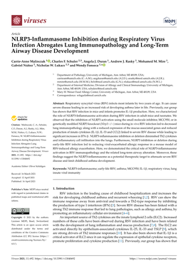 NLRP3-Inflammasome Inhibition During Respiratory Virus Infection