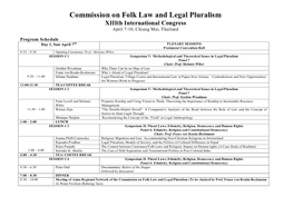 Commission on Folk Law and Legal Pluralism Xiiith International Congress April 7-10, Chiang Mai, Thailand