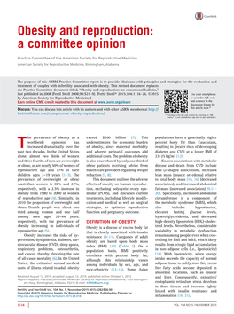 Obesity and Reproduction: a Committee Opinion