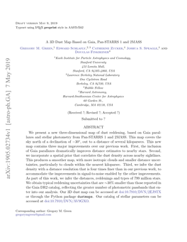 Arxiv:1905.02734V1 [Astro-Ph.GA] 7 May 2019 As Part of This Work, We Infer the Distances, Reddenings and Types of 799 Million Stars