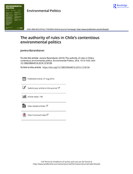 The Authority of Rules in Chile's Contentious Environmental Politics