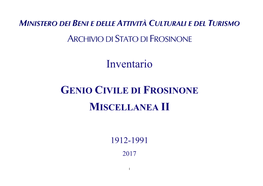 Inventario GENIO CIVILE DI FROSINONE MISCELLANEA II 1912-1991