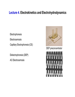 Lecture 4. Electrokinetics and Electrohydrodynamics