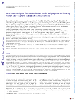 Assessment of Thyroid Function in Children, Adults and Pregnant and Lactating Women After Long-Term Salt Iodisation Measurements