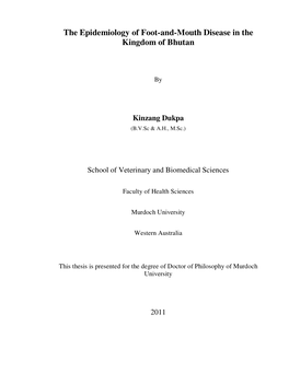 The Epidemiology of Foot-And-Mouth Disease in the Kingdom of Bhutan