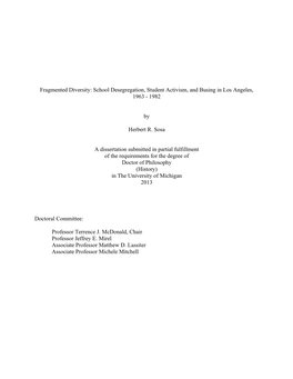 School Desegregation, Student Activism, and Busing in Los Angeles, 1963 - 1982