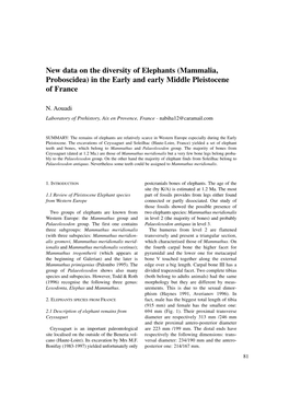 New Data on the Diversity of Elephants (Mammalia, Proboscidea) in the Early and Early Middle Pleistocene of France