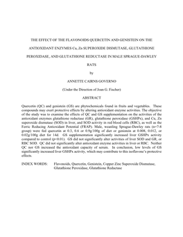 The Effect of the Flavonoids Quercetin and Genistein on The