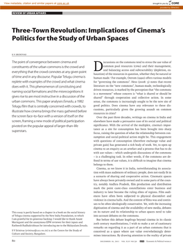 Implications of Cinema's Politics for the Study of Urban Spaces