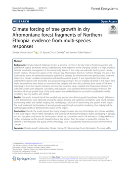 Climate Forcing of Tree Growth in Dry Afromontane Forest Fragments of Northern Ethiopia: Evidence from Multi-Species Responses Zenebe Girmay Siyum1,2* , J