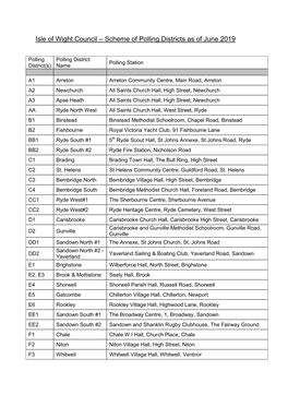 Scheme of Polling Districts As of June 2019