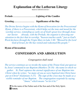 Explanation of the Lutheran Liturgy Based on LSB Divine Service I