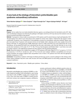 A New Look at the Etiology of Interstitial Cystitis/Bladder Pain Syndrome: Extraordinary Cultivations