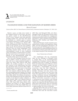 PALEOGENE FOSSILS and the RADIATION of MODERN BIRDS H�Q�� F