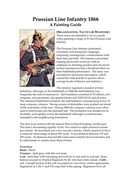 Prussian Line Infantry 1866 a Painting Guide