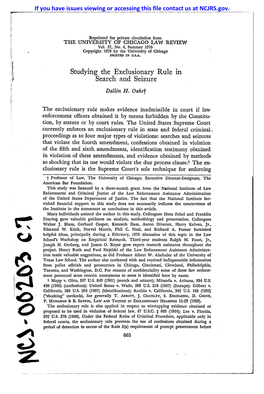 Studying the Exclusionary Rule in Search and Seizure Dallin H