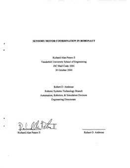 SENSORY MOTOR COORDINATION in ROBONAUT Richard Alan Peters