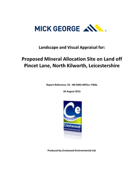 Proposed Mineral Allocation Site on Land Off Pincet Lane, North Kilworth, Leicestershire