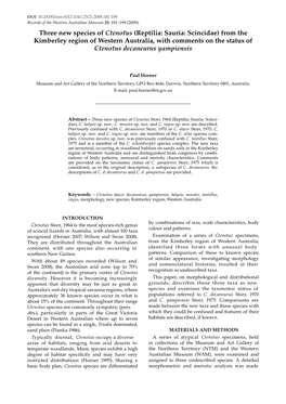 Three New Species of Ctenotus (Reptilia: Sauria: Scincidae)