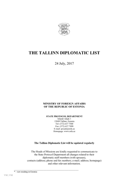 The Tallinn Diplomatic List