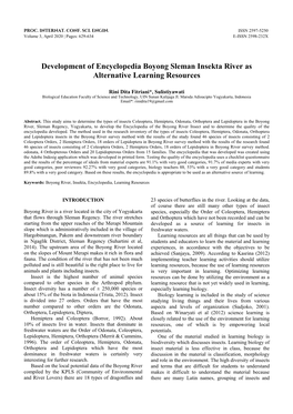 Development of Encyclopedia Boyong Sleman Insekta River As Alternative Learning Resources