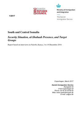 South and Central Somalia Security Situation, Al-Shabaab Presence, and Target Groups