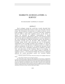 Markets As Regulators: a Survey