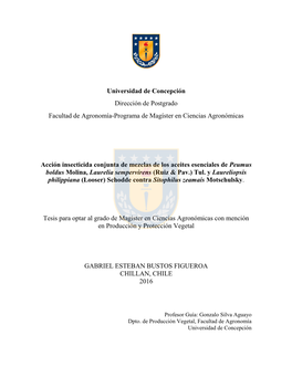 Universidad De Concepción Dirección De Postgrado Facultad De Agronomía-Programa De Magíster En Ciencias Agronómicas