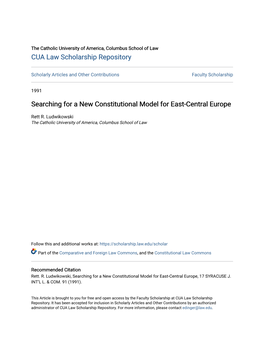 Searching for a New Constitutional Model for East-Central Europe