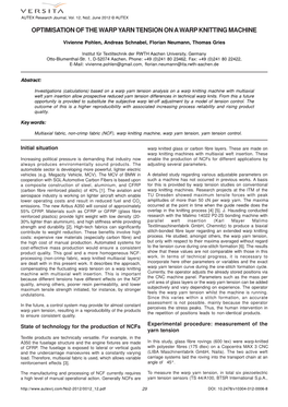 Optimisation of the Warp Yarn Tension on a Warp Knitting Machine