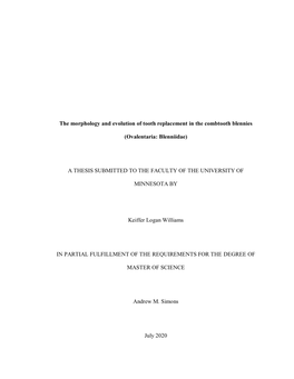 The Morphology and Evolution of Tooth Replacement in the Combtooth Blennies